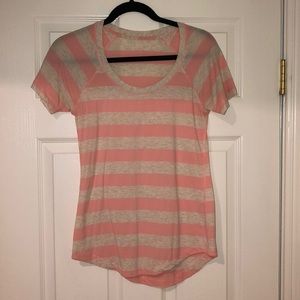 Pink/grey striped Lululemon T-shirt